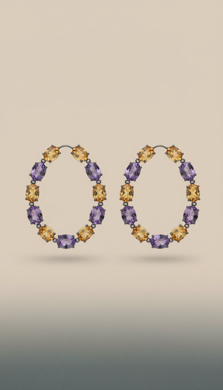 Oversized Gemstone Hoop Earrings